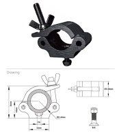 KUPO KCP-850B Slim Type Mighty Coupler, black. Хомут (M10)  (Ø51-60 ↓170)