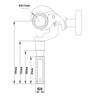 KUPO KCP-814 Arch coupler w/ 28 mm spigot.  Хомут (штифт 9/8") (Ø38-51↓150)